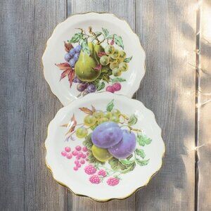 Royal Standard Fine Bone China England Dish‎ Plate Fruit Set 2 Gold Edge 4inch